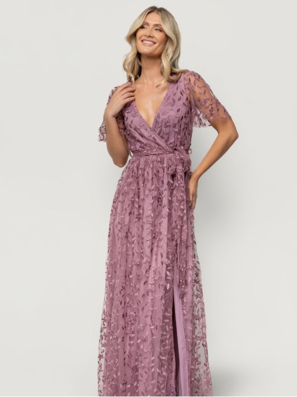 Baltic Born Marseille Embossed Maxi Dress in Lavender - Size Large